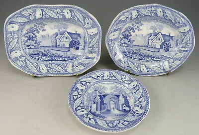 Buy Antique Pottery Pearlware Blue Transfer Minton Miniature Series Pieces 1825 • 93£