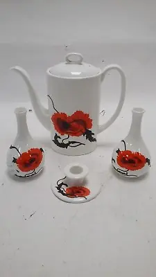Buy Wedgewood Corn Poppy (Susie Cooper Design) Vases + Teapot + Candle Holder  • 9.99£