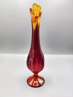 Buy Vintage VIKING Epic Glass 6 Petal Amberina Pedestal Bud Vase 9 H • 44.15£