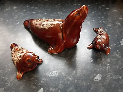 Buy Three Vintage Kernewek Cornwall Pottery Seals Adult And Two Pups Excellent Condi • 14.99£