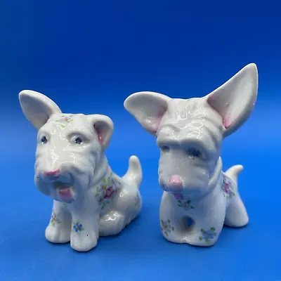 Buy Signed Plichta London England Pair Of Floral Decorated Westie Dog Figurines • 47.42£