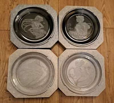 Buy Country Ladies Crystal Plates By Michael Yates From Morganstown X 4 Full Set • 22.50£