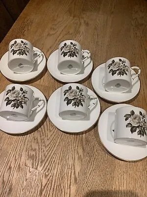 Buy 6 Royal Worcester White Rose Coffee Cups & 6 Saucers. • 35£
