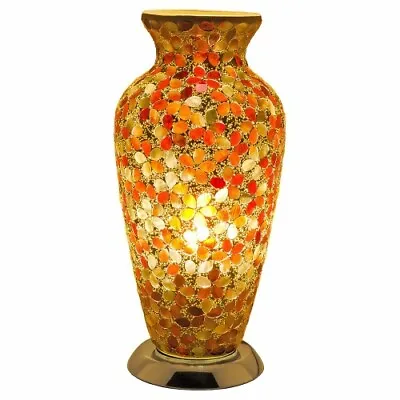 Buy Mosaic Glass Vase Lamp - Amber Flower LM73O • 49.99£