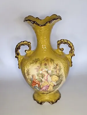 Buy Vintage Staffordshire Large Yellow Double Handled Oldcourt Ware Urn / Vase • 47£