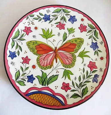 Buy Vtg Ceraplat Ceramic Decorative Handmade In Spain Wall Plate Butterfly & Flowers • 19.99£