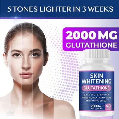 Buy SKIN WHITENING GLUTATHIONE 2000mg Per Serve Brightening Lightening Pills 90 Cap • 9.99£