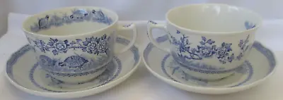 Buy Antique Furnivals Quail Blue Cup & Saucer Set Of 2 • 24£