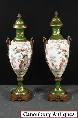 Buy Pair Large Sevres Porcelain Amphora Urns Champleve Vases • 2,450£