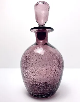 Buy Rainbow Amethyst Purple Decanter Vase Crackle Art Glass Vintage MCM 9055 Stopper • 182.95£