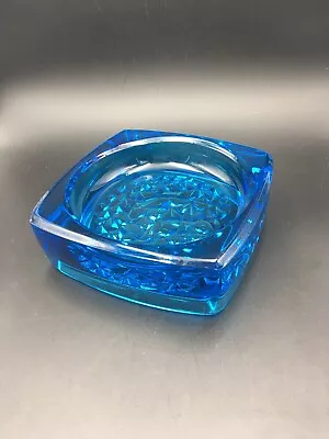 Buy VTG Rudolf JURNIKL Sklo Union Czech Vaseline Blue Glass Ashtray • 38.80£