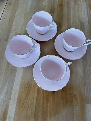 Buy Tuscan Bone China Light Pink Tea Cups With Saucers Set Of 4 • 14£