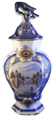 Buy Antique 18thC Dutch Delftware Scenic Vase Delft Netherlands De Vergulde Blompot • 357.09£