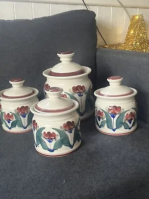 Buy Vintage Iden Studio Pottery Bloomsbury Style Kitchen Storage Jars Rare X4 • 29.99£