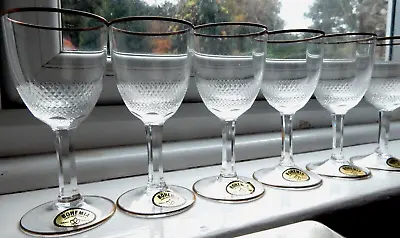 Buy 6 Crystal Glasses Czech Hand Made ROYAL Cordial Liqueur Gilt Rims 4  60mls Moser • 99.99£