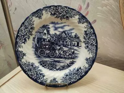 Buy Vintage Royal Stafford Fine Earthenware Stage Coach Blue/White Dinner Plate • 18.55£