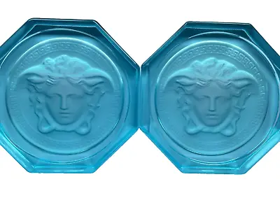 Buy Rosenthal Versace Blue Glass Coasters 2 Boxed New Authentic Medusa Tableware • 65£