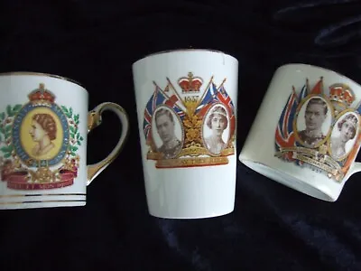 Buy Royal Commemorative China, George V1,Queen Elizabeth 1 And 2, Cups, X3 • 7£