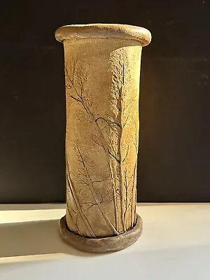 Buy Artisan Vase Slab Built Pottery Folk Art Brutalist Wabi Sabi Signed Plant Relief • 46.49£