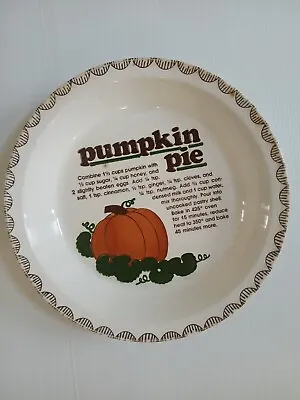 Buy Vintage Mount Clemens Pottery Country Harvest Pumpkin Pie Pan Plate W/ Recipe • 28.44£