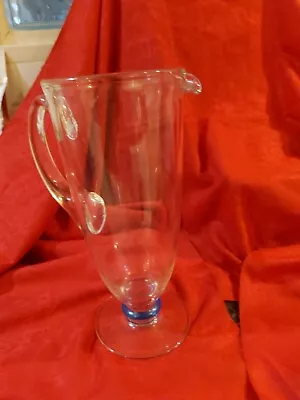 Buy Vintage Turquoise Clear Glass Water Jug / Pitcher • 19.99£