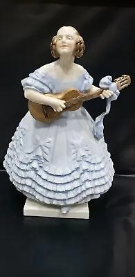 Buy Vintage 1940 Herend Hungary Porcelain Figurine 5753 Lady Girl Playing Guitar 14  • 369.63£
