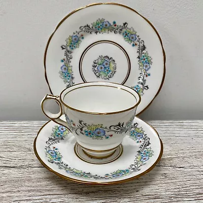Buy Royal Stafford Bone China April Blue Floral Tea Trio Cup Saucer Plate • 16.99£