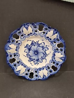 Buy Collectable * Vestal* Decorative Pierced Blue & White Plate Made In Portugal 950 • 10.99£