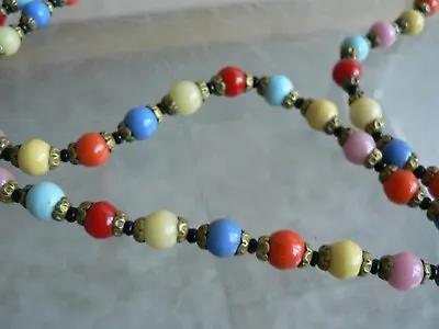 Buy Vintage 1930s Necklace Art Deco Czech Bohemian Colourful Harlequin Glass Beaded • 18£