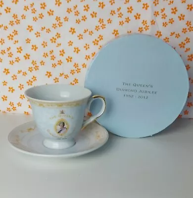 Buy Vintage The Queen's Diamond Jubilee China Cup & Saucer In Original Box 1952-2012 • 10£