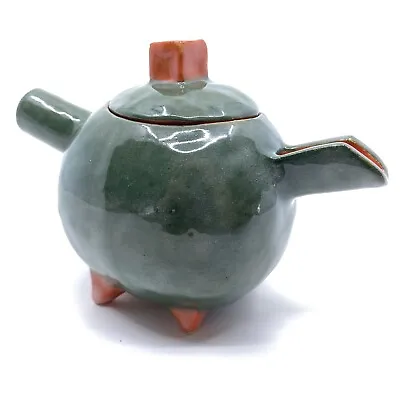 Buy Beautiful Handmade Green And Orange Small Ceramic Pottery Teapot Modern Design • 84.78£