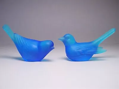 Buy Pair Of Westmoreland Glass Bird Figurines Satin Cobalt Blue • 48.02£