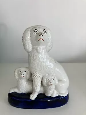 Buy Staffordshire Dogs On Blue Base Antique Mantlepiece Ornament Poodles Seated • 13.95£