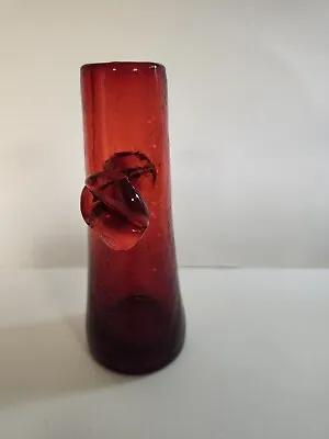 Buy Vintage Antique Blenko Blown Art Glass Vase In Tangerine Crackle 1960s • 94.45£