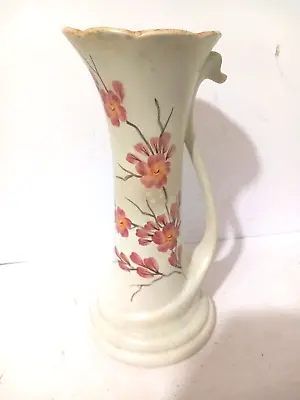 Buy Vintage Hand Painted 1940s Signed Vase With Lovely Pink Flower Design. • 10£