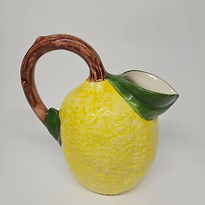 Buy Italian Lemon Shaped Pitcher Glazed Ceramic Made In Italy 9.25 Inches Tall • 25.61£