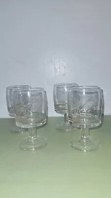 Buy Vintage MCM  6oz Crystal Etched Wheat Glasses Set Of 4 • 18.97£
