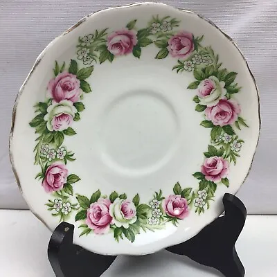 Buy Colclough China Bone China 14cm Saucer With Pink Rose Pattern • 7.50£