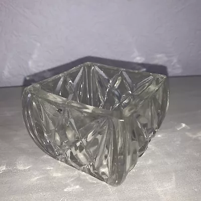 Buy Vintage Heavy Clear Cut Glass Diamond Square Candle Holder • 4£