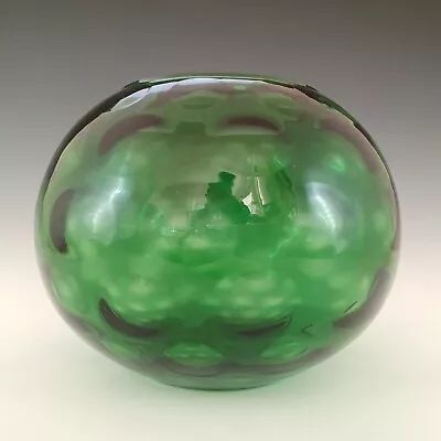 Buy Borske Sklo Green Glass Optical 'Olives' Globe Vase • 45£