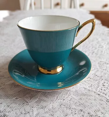 Buy 1950's Royal Albert Gaiety Series Solid Teal Green Tea Coffee Cup And Saucer • 6.50£
