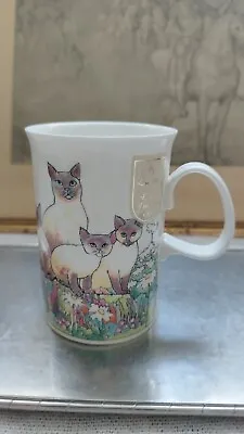 Buy Dunoon Fine Bone China Mug Siamese Cats Flowers England • 18£