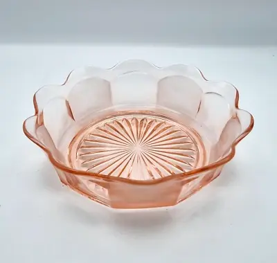 Buy Pink Glass Bowl Vintage Art Deco Cut Glass Fruit Bowl Trifle Dish • 16.95£