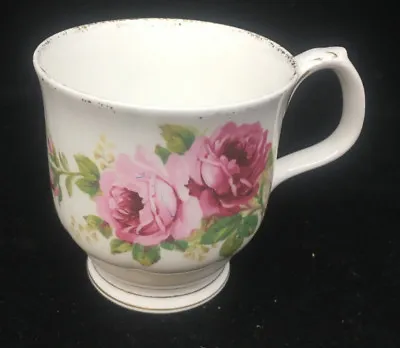Buy Coffee Cup Mug White Pink Rose Gold Rim American Beauty Royal Albert England • 19.06£