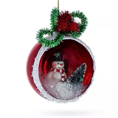 Buy Festive Snowman And His Christmas Tree - Blown Glass Ornament • 13.81£
