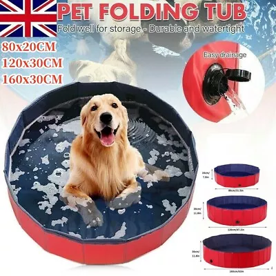 Buy XX-Large Dog Pet Swimming Pool Heavy-duty Animal Cat Puppy Bath Tub Folding Pond • 19.55£
