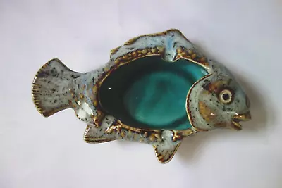 Buy Small Chinese Pottery Fish Trinket Dish With Majolica Inside – Good Cond • 12£