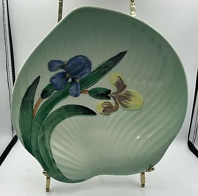 Buy Vintage Shorter And Son Green Iris Pattern Plate Bowl With Decoupage On Back. • 22£