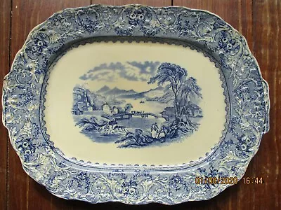Buy Antique English Blue Transferware  Meat Platter With USA Patent  ..  • 45£