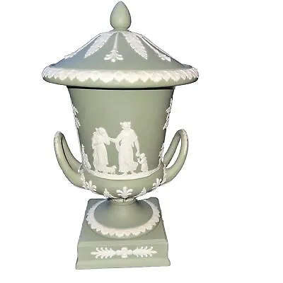 Buy Wedgwood England Jasperware Sage Celadon Green Large Urn Capana Pedestal Vase • 502.63£